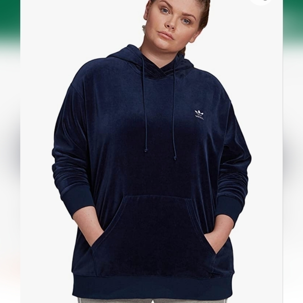 New adidas Women's Velour TrefoilHoodie Size 4X